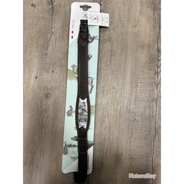Bretelle RISERVA pour fusil en cuir avec image grav�e b�casse - R7003