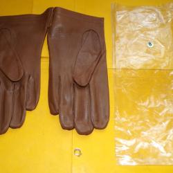 PAIRE DE GANT EN CUIR MARRON DE L' ARMEE FRANCAISE , TAILLE 8 FABRICATION MADE IN FRANCE GANTEX A MI