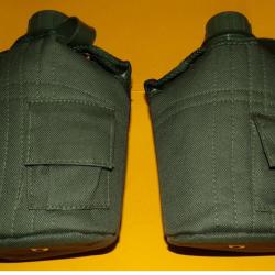 LOT DE 2 GOURDES MILITAIRES EN PLASTIQUE ET SON&nbsp;ETUI KAKI DE TYPE U.S , LES GOURDES SONT NEUVES FABR