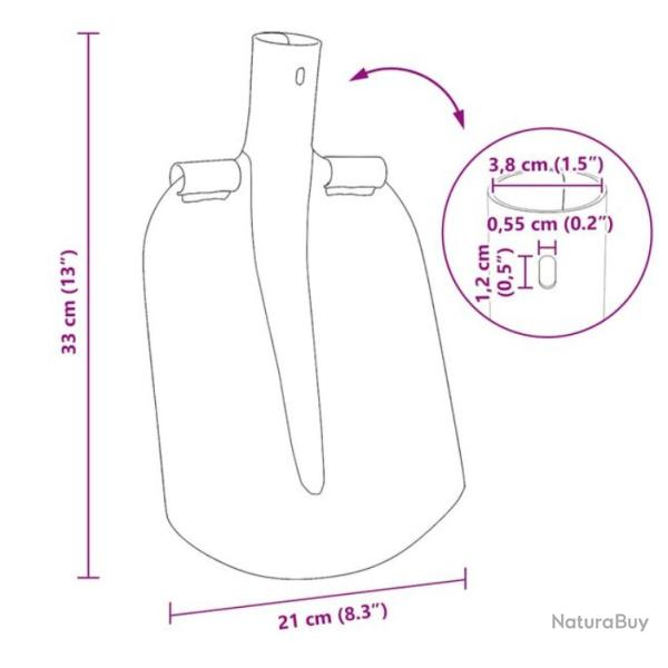 T�te pelle acier enduit poudre argent 33x21 cm r�sistante ext�rieur