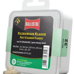 Tampon de nettoyage BALLISTOL Feutre Classique Cal. 32 - 60 Pcs