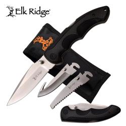 COUTEAU ELK RIDGE PLIANT CHASSE 3 LAMES AVEC MANCHE NOIR
