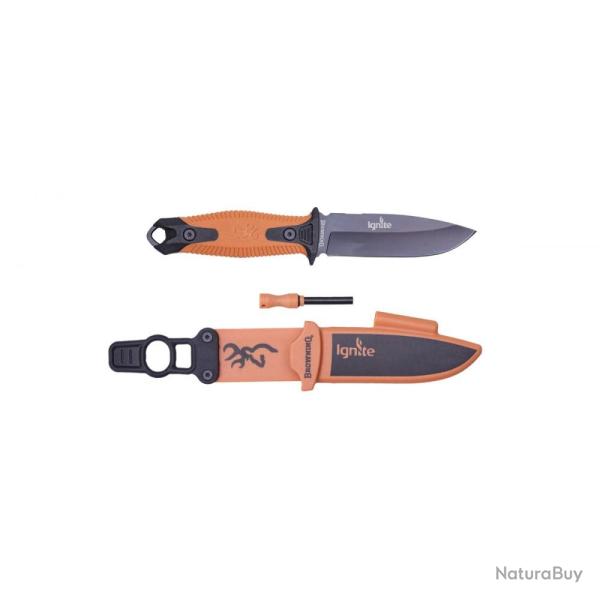 COUTEAU BROWNING IGNITE LAME FIXE COULEUR ORANGE - 10CM
