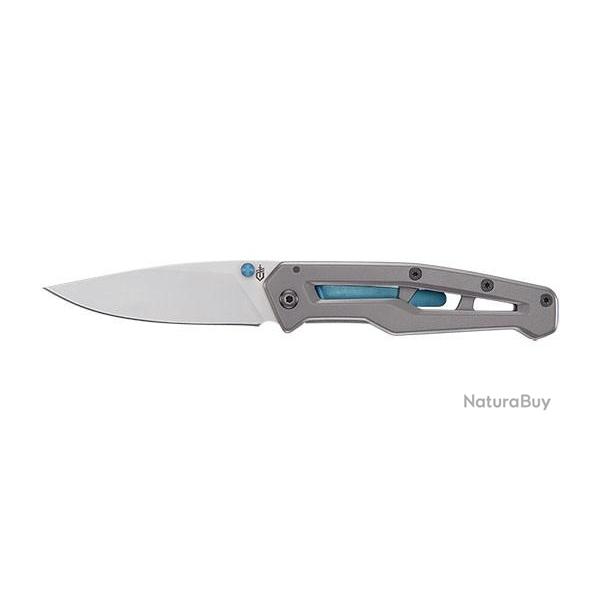 Couteau pliant Gerber Paralite Silver/Blue - Lame 79mm - Manche Acier - Clip