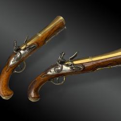 PAIRE DE PISTOLETS TROMBLONS, DE MARINE, SIGN&Eacute;E KETLAND & Co &Agrave; LONDON