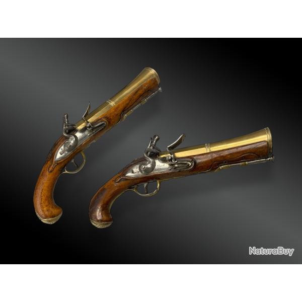 PAIRE DE PISTOLETS TROMBLONS, DE MARINE, SIGN�E KETLAND & Co � LONDON