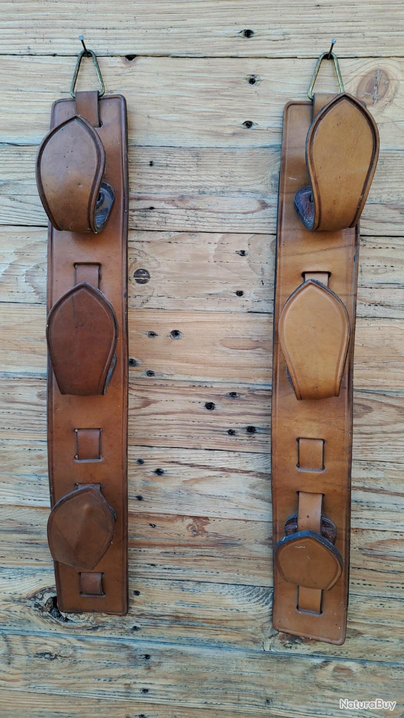Porte-Fusil Mural En Cuir Vintage - Fabrication Espagnole - Occasion