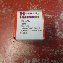 100 Balles Rondes HORNADY Cal 40 395 blackpowder
