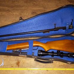 Carabine 22LR Piot Le page  avec lunette et silencieux dans un &eacute;tui &agrave; violon