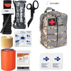 KIT DE TRAUMATOLOGIE MILITAIRE avec SYSTEME MOLLE - 18 ARTICLES - Pixel