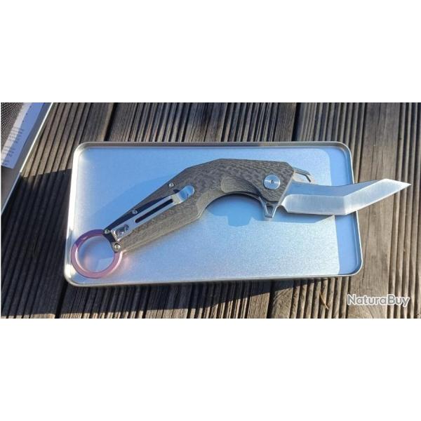 Pliant tanto vintage , manche en carbone diamant� hrc 59 61