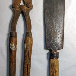 Lot Outils 14 18 ww1 pince tenaille peugeot serpette barbel&eacute;s dat&eacute;e 1915 tranch&eacute;e poilus