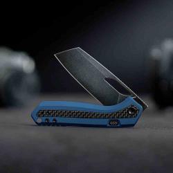Couteau Vosteed Kroc Lame Acier S35VN Manche Blue Aluminum & Carbon Fiber Top Liner Lock VOSA1804