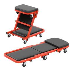 Chariot de visite pliable 102 x 40 x 14 cm 2-en-1 avec si&egrave;ge rembourr&eacute; et mobilit&eacute; flexible en m&eacute;ta