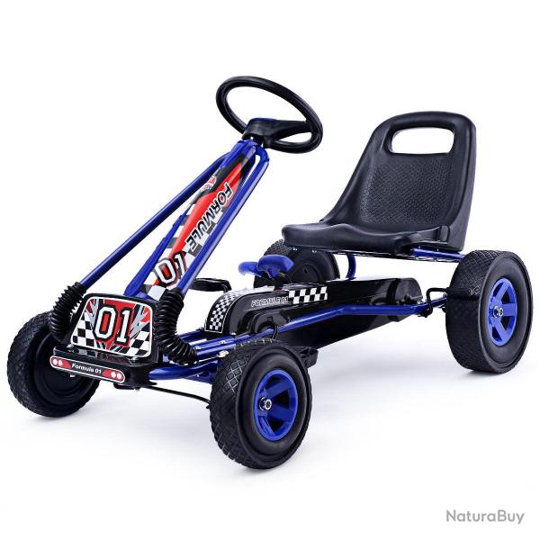Kart � p�dales pour enfant 99 x 59 x 61 cm si�ge ajustable s�curit� renforc�e style cool en fer ble