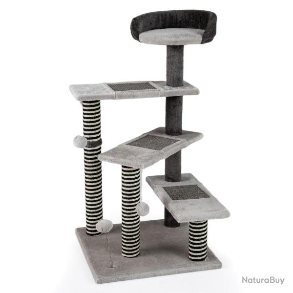 Arbre � chat 49 x 49 x 93 cm avec 5 niveaux de repos et griffoirs en sisal style moderne en gris 20