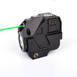 Lampe Laser Vert et led 500 Lumens Strobo rail picatinny pour arme de poing