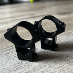 Paire de Colliers haut rail 11 mm pour lunette de tir diam&egrave;tre 25.4 mm