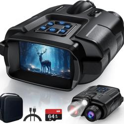 Jumelles Vision Nocturne 4K - Port&eacute;e 600 m | &Eacute;cran HD 3'' | Batterie 5000 mAh | Zoom 8X