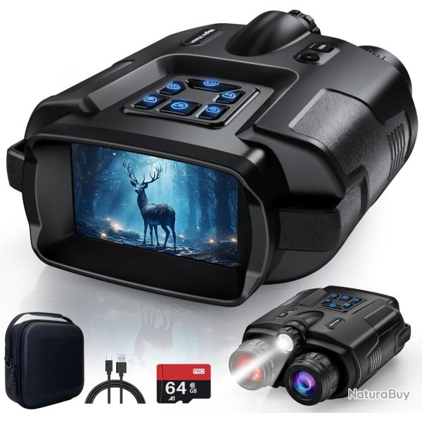 Jumelles Vision Nocturne 4K - Port�e 600 m | �cran HD 3'' | Batterie 5000 mAh | Zoom 8X