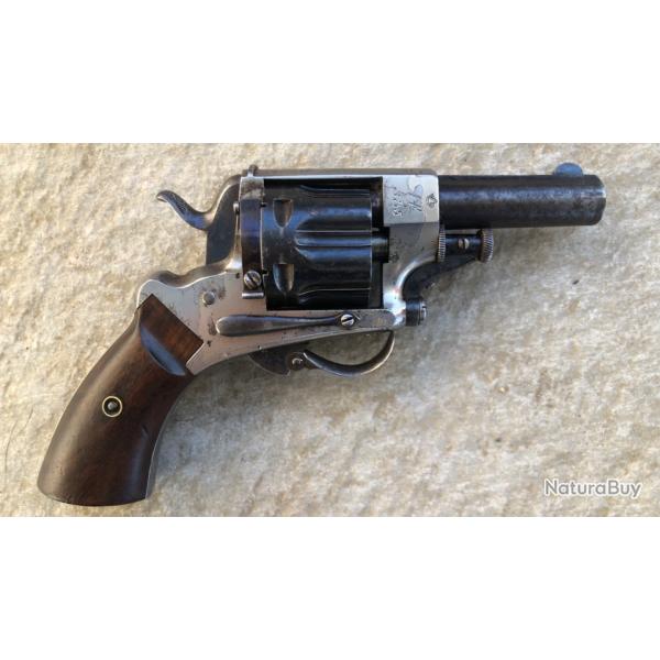 VERS 1900 SOLIDE REVOLVER FRANCOTTE A LIEGE VENDU PAR DEVISME � PARIS CAL 38 ANNULAIRE