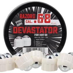 40 Billes acier Devastator .68 blanches Razor Gun