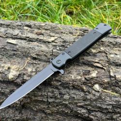 Couteau &agrave; Ouverture Manuelle noir Type Stiletto - &Eacute;l&eacute;gance Tactique ench&egrave;re