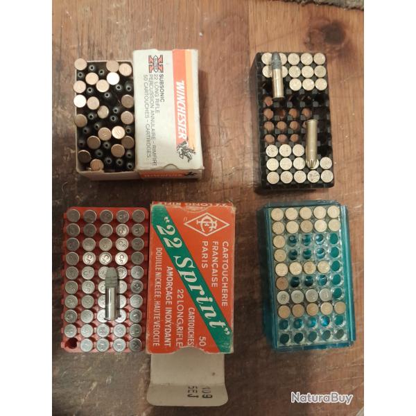 Lots cartouches 22lr divers