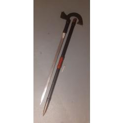 Canne &eacute;p&eacute;e ancienne cuir acier laiton