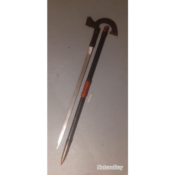 Canne �p�e ancienne cuir acier laiton