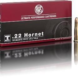 Munitions RWS calibre 22 Hornet Teilmantel 46g - 3g x20