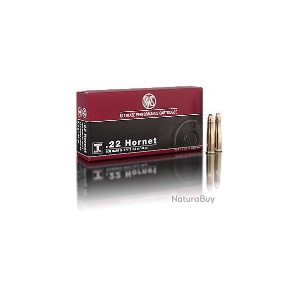 Munitions RWS calibre 22 Hornet Teilmantel 46g - 3g x20