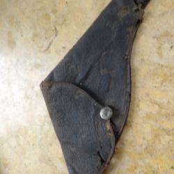 holster &eacute;tui ancien cuir doubl&eacute; abim&eacute; revolver 380 8mm