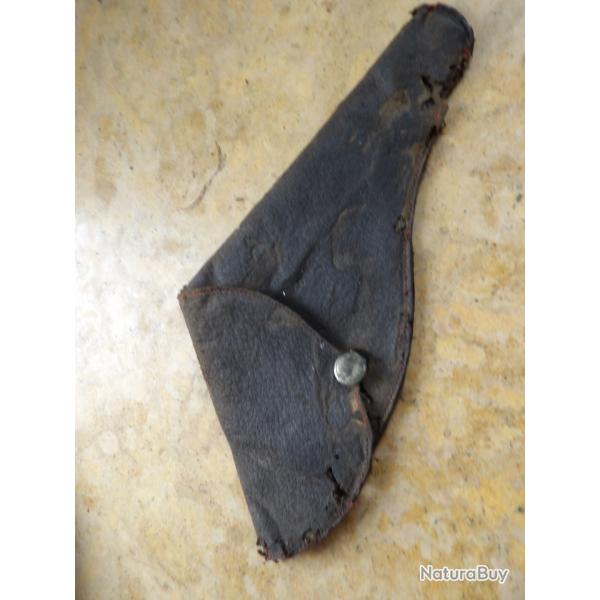 holster �tui ancien cuir doubl� abim� revolver 380 8mm