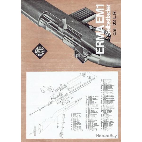 notice ERMA EM1 (envoi par mail) 22LR E M1 - VENDU PAR JEPERCUTE (m2657)