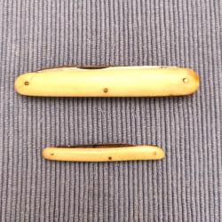 2 Canifs, couteaux anciens de poche ou gilet, HC, Manche os blanc