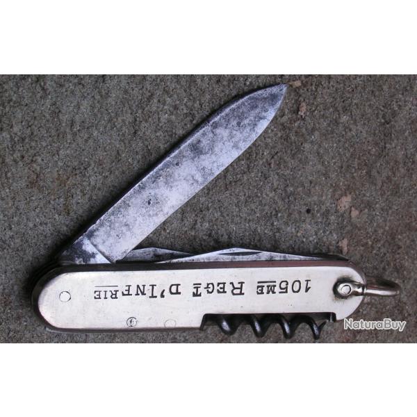Ancien Couteau Militaire 6 pi�ces 105me Reg D'Infenterie Bertry
