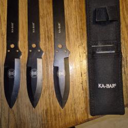Couteaux de jet Ka-Bar (&times;3) + &eacute;tui