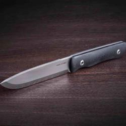 Couteau Real Steel Bushcraft Plus II Lame Acier 14C28N Manche G10 Noir Etui Cuir RS3721S