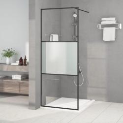 Paroi de douche Noir 80x195 cm Verre ESG demi-d&eacute;poli alsavelo