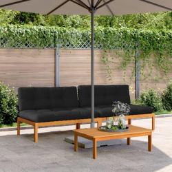 Canap&eacute;s centraux palette de jardin et coussins 2pcs bois acacia
