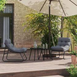 Mobilier de jardin avec coussin 2 pcs Noir 60,5 x 81 x 71 cm