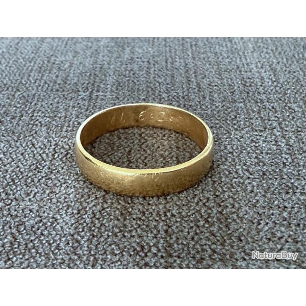 Anneau or jaune 18 carats - taille 63 - bague - alliance