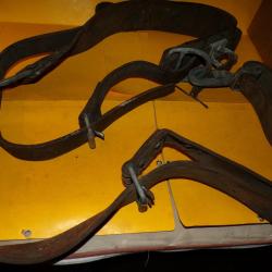 CEINTURE + SANGLE EN CUIR POUR MONTEUR DE LIGNE DE L'ARMEE FRANCAISE PERMETTANT AVEC DES GRIFFES AU