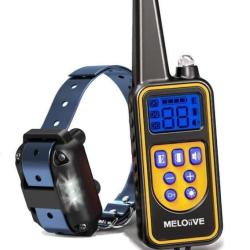 Collier de Dressage pour Chien Vibration Son Choc StatiqueIPX67 Etanche Port&eacute;e 2300m Lumi&egrave;re