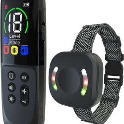 Collier de Dressage pour Chien Port&eacute;e 2500m 4 Modes sans Choc Statique 18 Niveaux Sonore Vibration