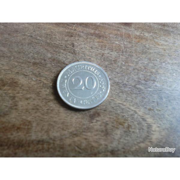 monnaie ile maurice mauritius 20 cts sir seewoosagur 1999