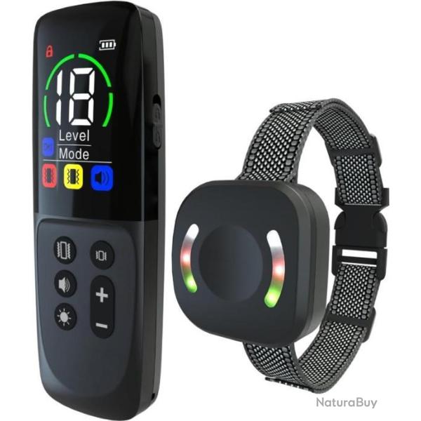 Collier de Dressage Chien Port�e 2500m 4 Modes Sonore Vibration 18 Niveaux sans Choc Statique Noir