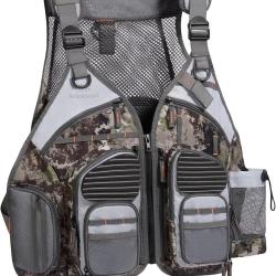 Gilet de P&ecirc;che Chasse Sangles R&eacute;glables Ultra L&eacute;ger 18 Poches Taille Unique Polyvalent Vert Grunge