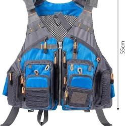 Gilet de P&ecirc;che Chasse Polyvalent 18 Poches Taille Unique &agrave; Sangle R&eacute;glable Ultra L&eacute;ger Portable